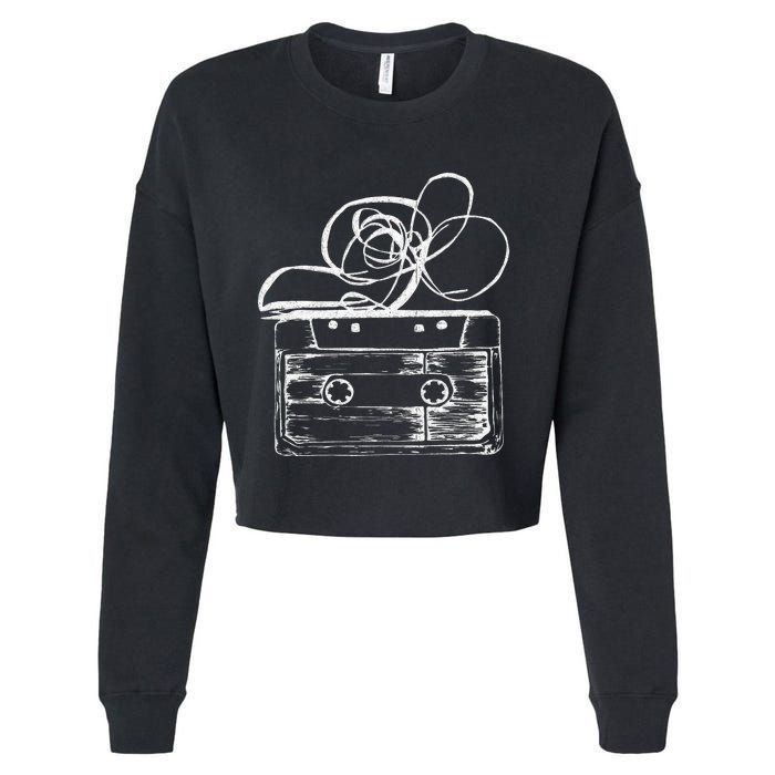 Love Retro Mixtape 80S Blank Cassette Tape Cropped Pullover Crew