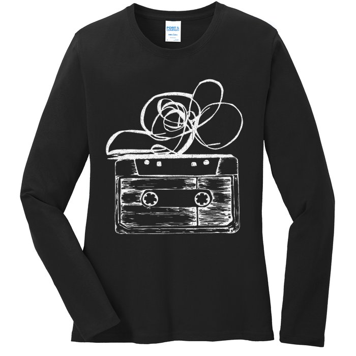 Love Retro Mixtape 80S Blank Cassette Tape Ladies Long Sleeve Shirt