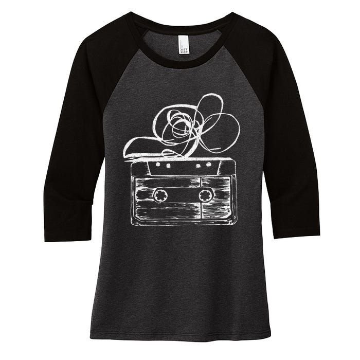 Love Retro Mixtape 80S Blank Cassette Tape Women's Tri-Blend 3/4-Sleeve Raglan Shirt