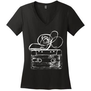 Love Retro Mixtape 80S Blank Cassette Tape Women's V-Neck T-Shirt