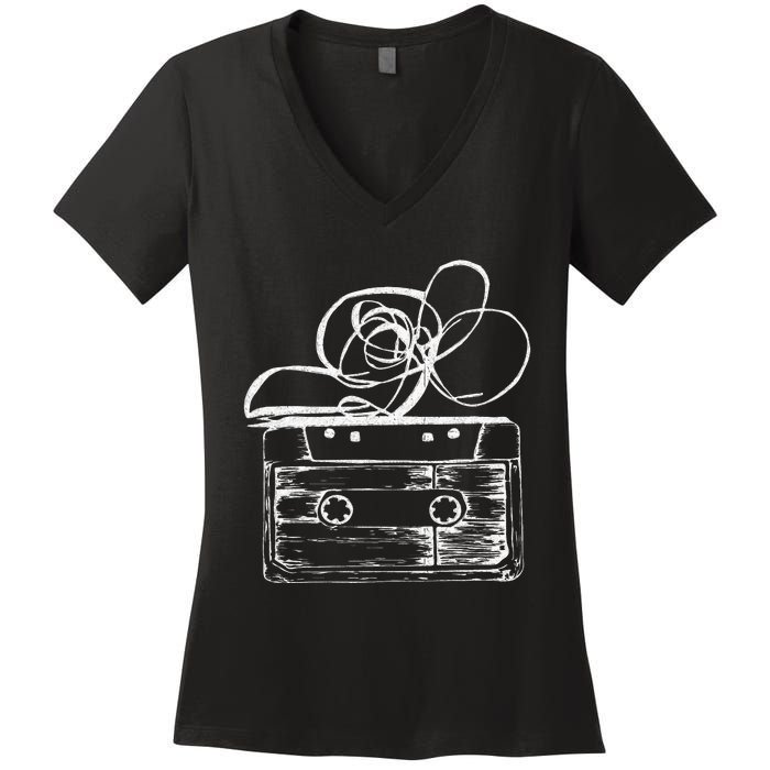 Love Retro Mixtape 80S Blank Cassette Tape Women's V-Neck T-Shirt