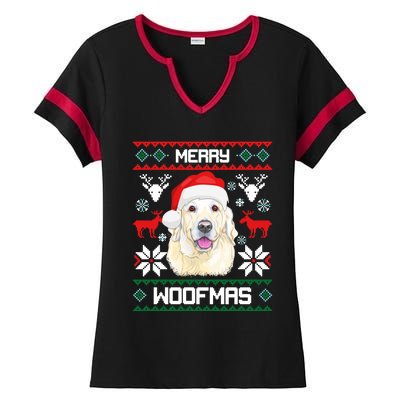 Labrador Retriever Merry Woofmas Gift Christmas Dog Xmas Lab Cool Gift Ladies Halftime Notch Neck Tee