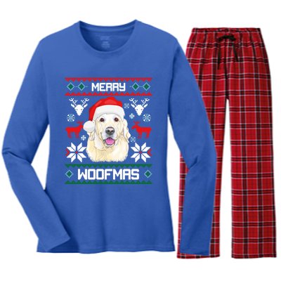 Labrador Retriever Merry Woofmas Gift Christmas Dog Xmas Lab Cool Gift Women's Long Sleeve Flannel Pajama Set 