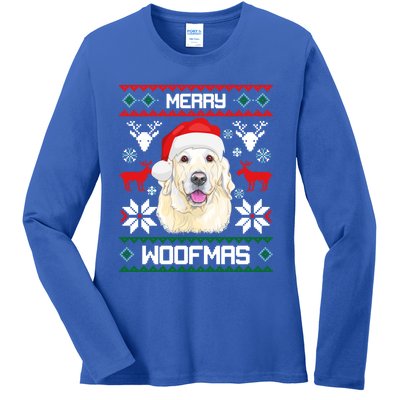 Labrador Retriever Merry Woofmas Gift Christmas Dog Xmas Lab Cool Gift Ladies Long Sleeve Shirt