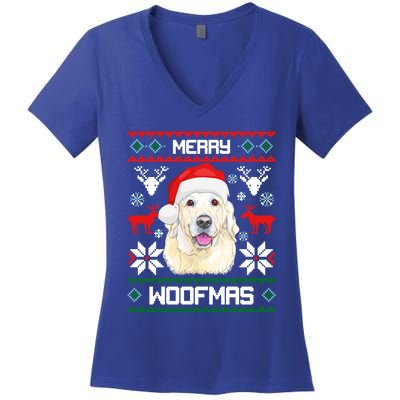 Labrador Retriever Merry Woofmas Gift Christmas Dog Xmas Lab Cool Gift Women's V-Neck T-Shirt