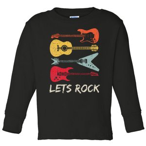 Lets Rock N Roll Guitar Retro Gift Men Women Toddler Long Sleeve Shirt