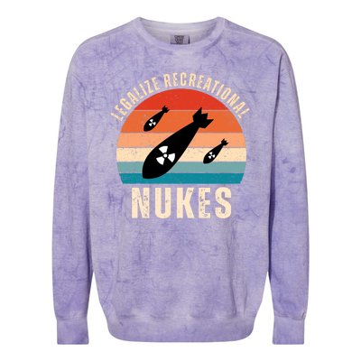 Legalize Recreational Nukes Funny Retro Colorblast Crewneck Sweatshirt