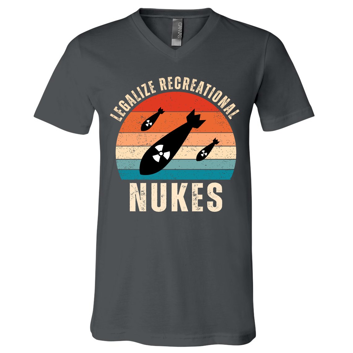 Legalize Recreational Nukes Funny Retro V-Neck T-Shirt
