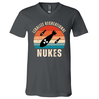 Legalize Recreational Nukes Funny Retro V-Neck T-Shirt