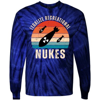 Legalize Recreational Nukes Funny Retro Tie-Dye Long Sleeve Shirt