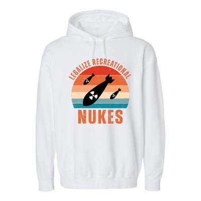 Legalize Recreational Nukes Funny Retro Garment-Dyed Fleece Hoodie