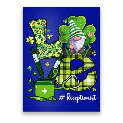 Love Receptionist Nurse Stethoscope Gnome St Patricks Day Gift Poster