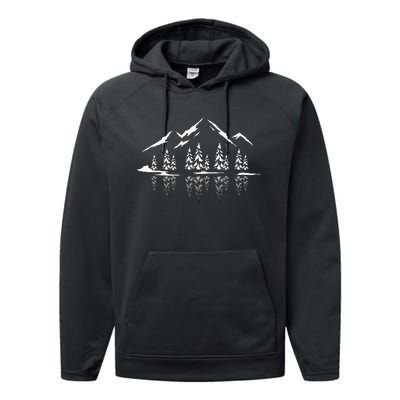 Landscape Reflection Nature Trees Forest Outdoor Mountain Performance Fleece Hoodie