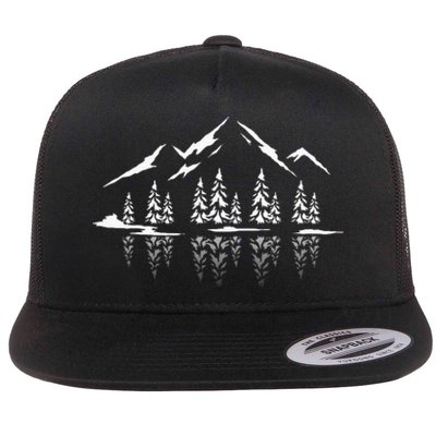 Landscape Reflection Nature Trees Forest Outdoor Mountain Flat Bill Trucker Hat