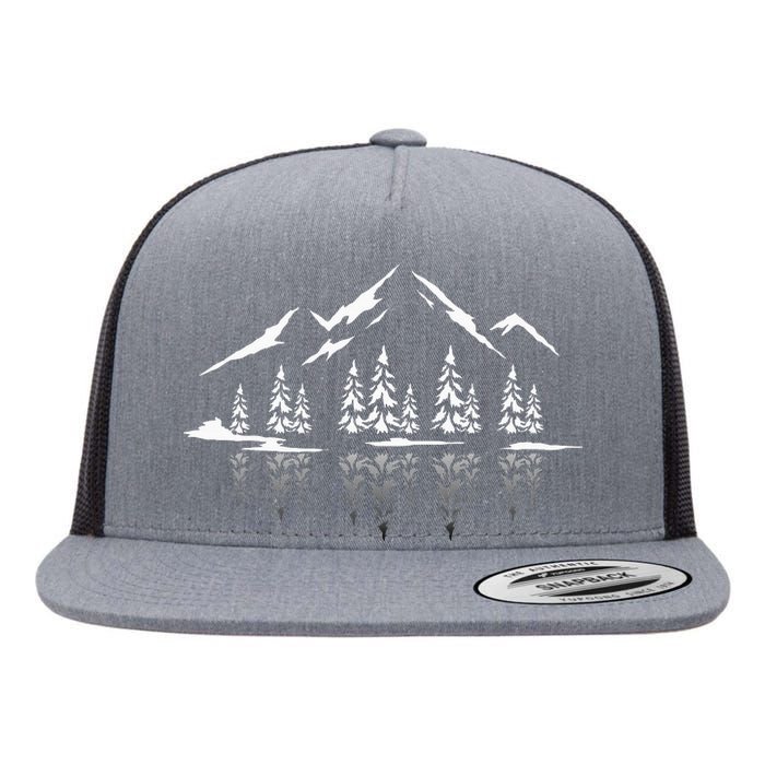 Landscape Reflection Nature Trees Forest Outdoor Mountain Flat Bill Trucker Hat