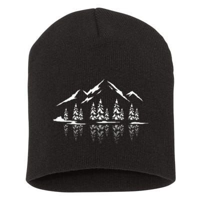 Landscape Reflection Nature Trees Forest Outdoor Mountain Short Acrylic Beanie