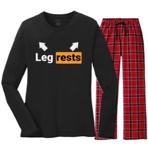 Leg Rests Naughty Dad Jokes Funny Adult Humour Father's Day Women's Long Sleeve Flannel Pajama Set 