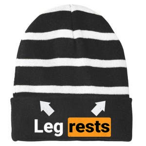 Leg Rests Naughty Dad Jokes Funny Adult Humour Father's Day Striped Beanie with Solid Band