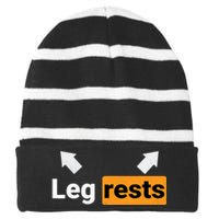 Leg Rests Naughty Dad Jokes Funny Adult Humour Father's Day Striped Beanie with Solid Band