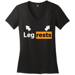 Leg Rests Naughty Dad Jokes Funny Adult Humour Father's Day Women's V-Neck T-Shirt