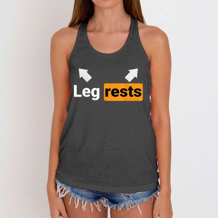 Leg Rests Naughty Dad Jokes Funny Adult Humour Father's Day Women's Knotted Racerback Tank