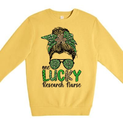 Lucky Research Nurse St Patricks Day Research Nursing Great Gift Premium Crewneck Sweatshirt