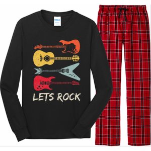 Lets Rock N Roll Guitar Retro Gift Men Women Long Sleeve Pajama Set