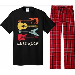 Lets Rock N Roll Guitar Retro Gift Men Women Pajama Set