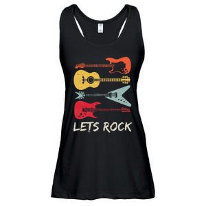 Lets Rock N Roll Guitar Retro Gift Men Women Ladies Essential Flowy Tank