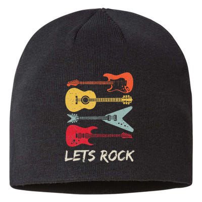 Lets Rock N Roll Guitar Retro Gift Men Women Sustainable Beanie