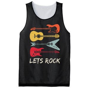 Lets Rock N Roll Guitar Retro Gift Men Women Mesh Reversible Basketball Jersey Tank