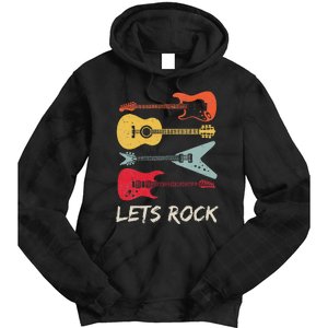 Lets Rock N Roll Guitar Retro Gift Men Women Tie Dye Hoodie