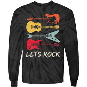 Lets Rock N Roll Guitar Retro Gift Men Women Tie-Dye Long Sleeve Shirt