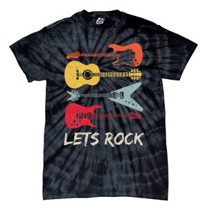 Lets Rock N Roll Guitar Retro Gift Men Women Tie-Dye T-Shirt