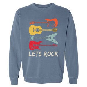 Lets Rock N Roll Guitar Retro Gift Men Women Garment-Dyed Sweatshirt