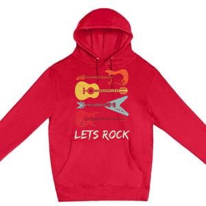 Lets Rock N Roll Guitar Retro Gift Men Women Premium Pullover Hoodie