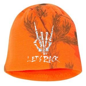 Lets Rock On Band Rock And Roll Skeleton Hand Graphic Kati - Camo Knit Beanie