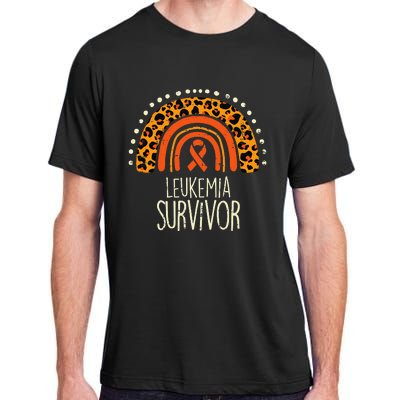 Leopard Rainbow Orange Ribbon Survivor Leukemia Awareness Adult ChromaSoft Performance T-Shirt