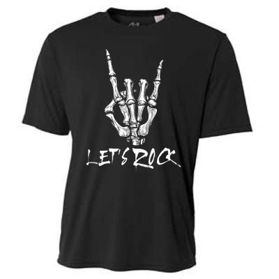 Lets Rock On Band Rock And Roll Skeleton Hand Graphic Cooling Performance Crew T-Shirt