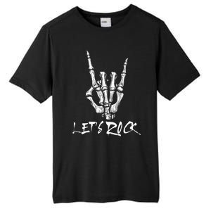 Lets Rock On Band Rock And Roll Skeleton Hand Graphic Tall Fusion ChromaSoft Performance T-Shirt