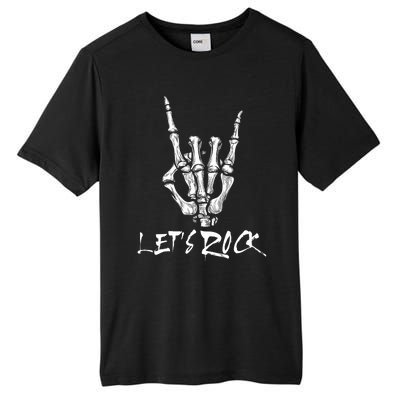 Lets Rock On Band Rock And Roll Skeleton Hand Graphic Tall Fusion ChromaSoft Performance T-Shirt