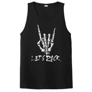 Lets Rock On Band Rock And Roll Skeleton Hand Graphic PosiCharge Competitor Tank