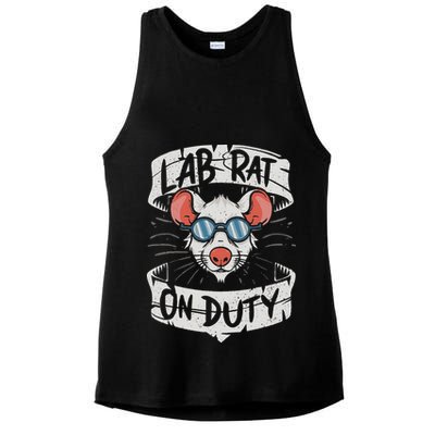 Lab Rat On Duty. Hilarious Lab Technician Science Enthusiast Ladies PosiCharge Tri-Blend Wicking Tank