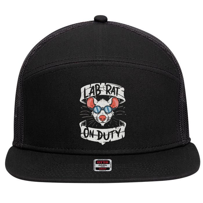 Lab Rat On Duty. Hilarious Lab Technician Science Enthusiast 7 Panel Mesh Trucker Snapback Hat