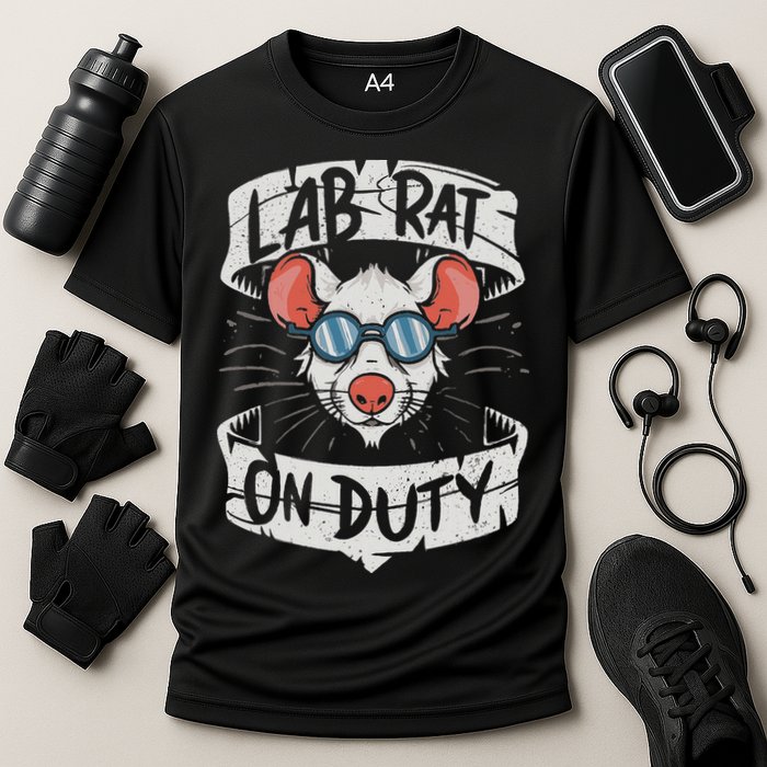 Lab Rat On Duty. Hilarious Lab Technician Science Enthusiast Cooling Performance Crew T-Shirt