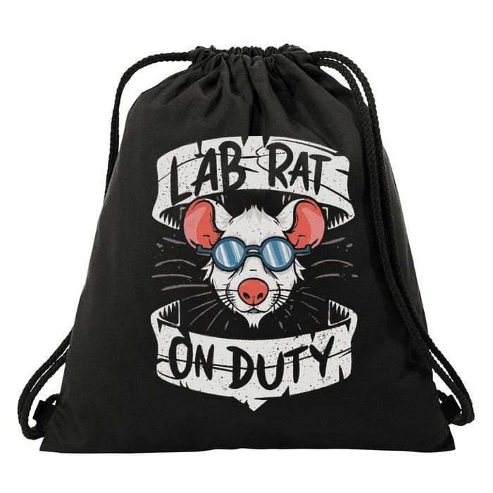 Lab Rat On Duty. Hilarious Lab Technician Science Enthusiast Drawstring Bag
