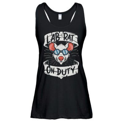 Lab Rat On Duty. Hilarious Lab Technician Science Enthusiast Ladies Essential Flowy Tank