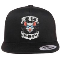 Lab Rat On Duty. Hilarious Lab Technician Science Enthusiast Flat Bill Trucker Hat