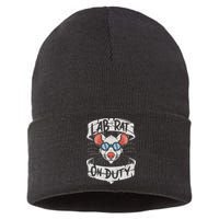 Lab Rat On Duty. Hilarious Lab Technician Science Enthusiast Sustainable Knit Beanie