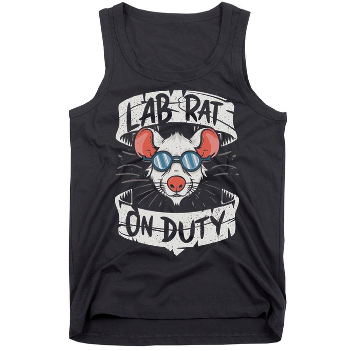 Lab Rat On Duty. Hilarious Lab Technician Science Enthusiast Tank Top